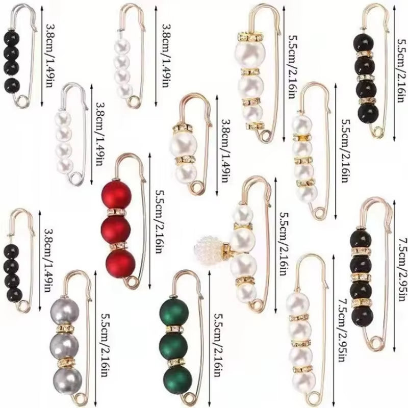 New Pearls Pin Brooch for Women Waist Tighting Clip Safety Pin Brooch Sweater Cardigan Buckle Brooches Jewelry Gift