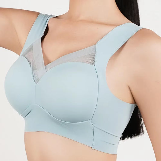 Women Push up Bra Sexy Bras Sports Brassiere Lace Splicing Pespective Bralette V Neck Intimates Lingerie Large Size Fitness Vest